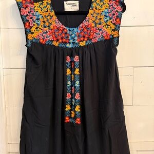 Savanna Jane Black Dress with Multicolor Embroidery